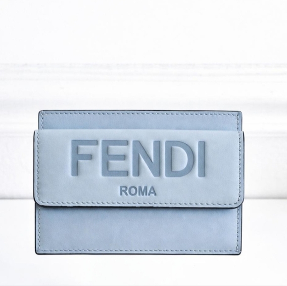 Fendi Handbags - Fendi Roma Blue Leather Card Holder